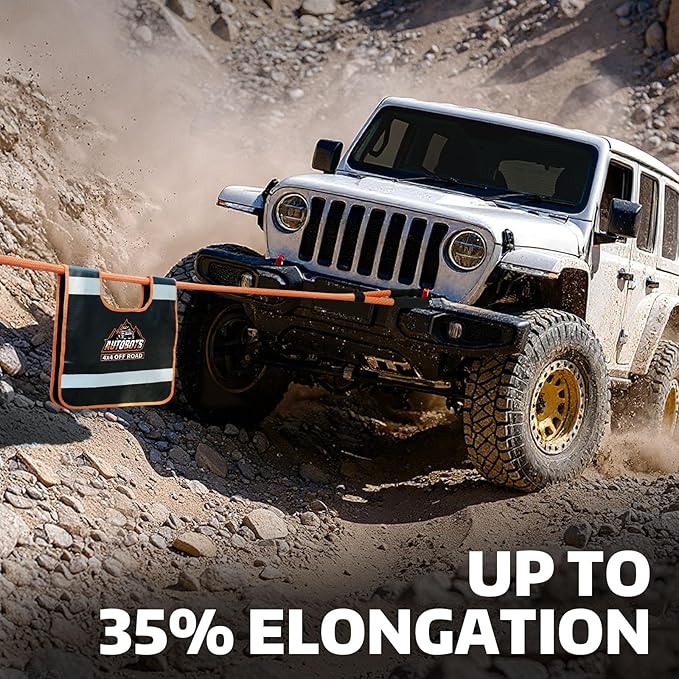 AUTOBOTS Kinetic Recovery Rope 1" x 20'(48,000lbs) Heavy Duty Kinetic Tow Rope for Truck ATV UTV SUV Offroad Recovery Kit