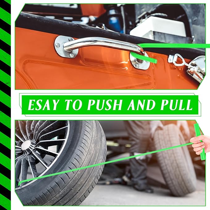 Zonon 4 Pack 31" Green Fifth Wheel Puller 5th Wheel Pin Puller for Semi Truck Cotter Spring Pulling Tool Solid Steel Dock Hooks Portable Type Lifting J Hook for Pulling Storm Drain Manhole Covers