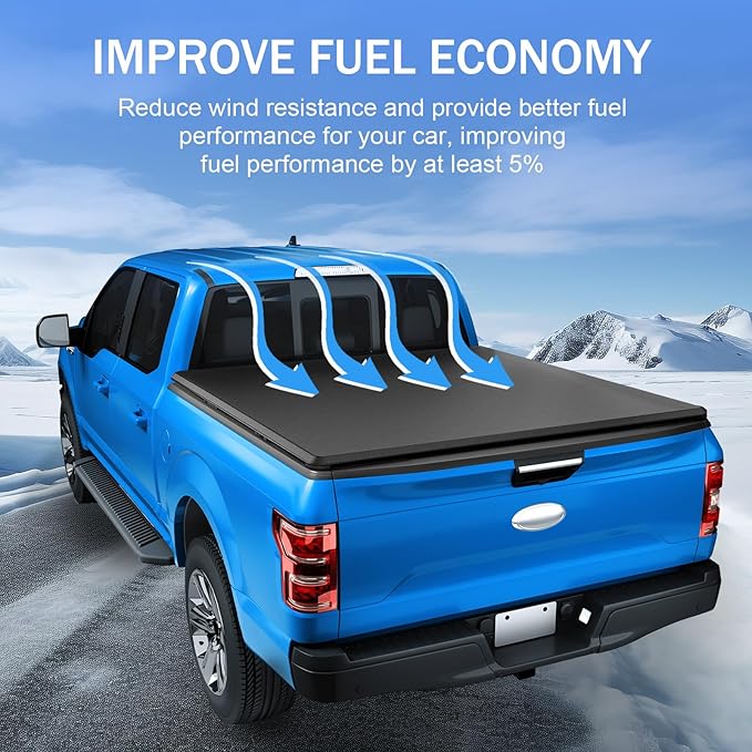 Soft Tri-Fold Truck Bed Tonneau Cover Compatible with 2016-2023 Toyota Tacoma 5FT Bed