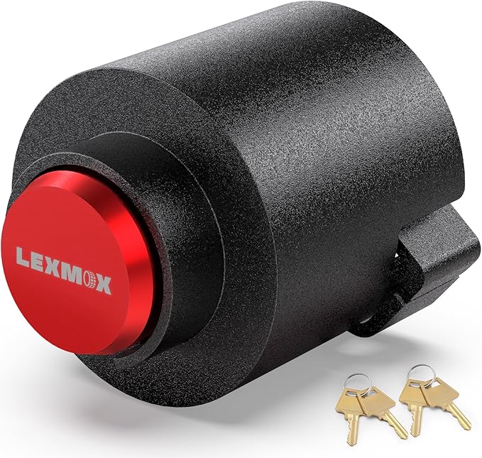 Trailer Hitch Lock 2 5/16" Heavy Duty Trailer Lock Fits Ball Hitch Coupler Tongue & Safety Chains Anti Theft Secure Design for RV, Dump Trailer, Boat, Cargo, Camper, Truck