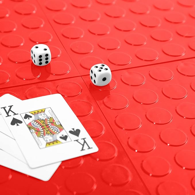 FlooringInc's Nitro 12"x12" Snap-Together Garage Flooring Tiles, Non-Slip Interlocking Plastic Floor Mat, Coin Pattern, Victory Red, 1 Tile, 1 Sq/Ft