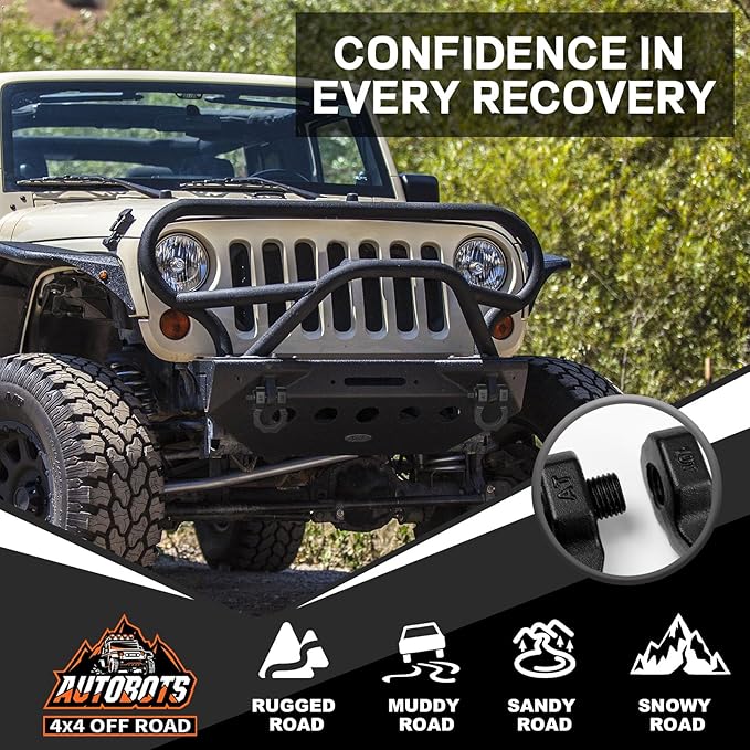 AUTOBOTS D Ring Shackles 80,000 Lbs Break Strength Heavy Duty 3/4” Clevis Shackle with 7/8 Pin for Tow Strap, Winch, Off-Road Recovery Towing Shackles (2 Pack) Black