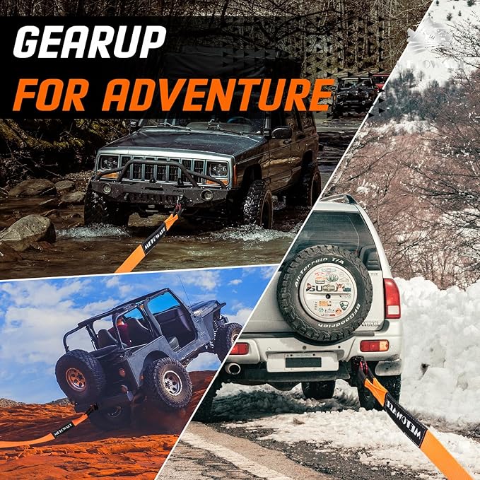 METOWARE Heavy Duty Tow Strap Recovery Kit - 3" x 20ft(35,000lbs) Tree Saver Winch Strap + 3/4" D Ring Shackles(2pcs) +2"Shackle Hitch Receiver + 5/8 Hitch Pin + Storage Bag - Truck, SUV, ATV Off Road