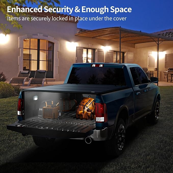 OEDRO FRP Hard Tri-fold Tonneau Cover Fold Truck Bed Covers Fits for Ford F-150 F150 2004-2014 with 6.5 Feet Bed