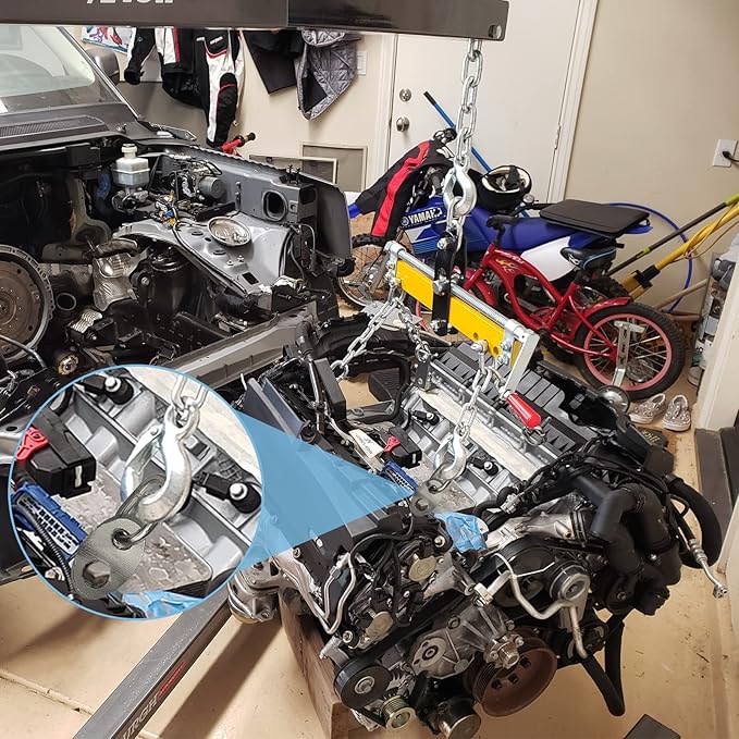 NOVINO 7100 Engine Lifting Bracket Set,5,500 lb Capacity Engine Lift Bracket Kit for Use with Load Levelers and Slings-2 Sets,Black