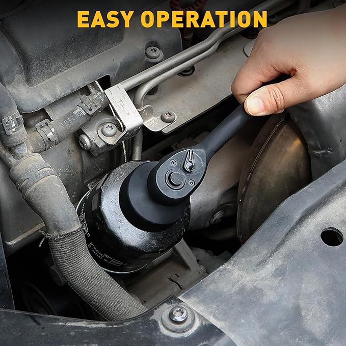 ELEAD 10-Piece Oil Filter Socket Wrench Set, 3/8" Drive Metric Cap Oil Filter Removal Tool, Low Profile Filters Socket Set with Ratchet Wrench Handle, Oil-change Kit Compatible with Toyota BMW Honda