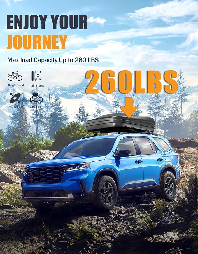 KINGGERI 260lbs Lockable Roof Rack Cross Bars Compatible with Honda Pilot 2023-2026 (Not for LX & EX-L).Heavy Duty All Aluminum Crossbars Rooftop Cargo Basket Luggage Kayak Canoe Snowboard Bike