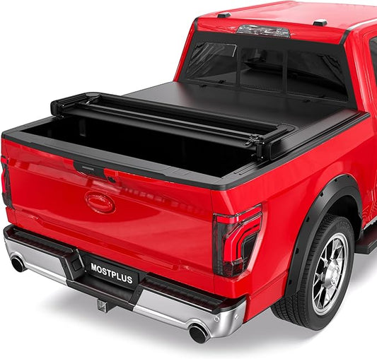 MOSTPLUS Quad Fold 6.5 FT Soft Folding Truck Tonneau Cover Compatible for 2004 2005 2006 2007 2008 Ford F150 F-150 (Excl. 2004 Heritage) Fleetside Four Fold On Top 78.8Inch