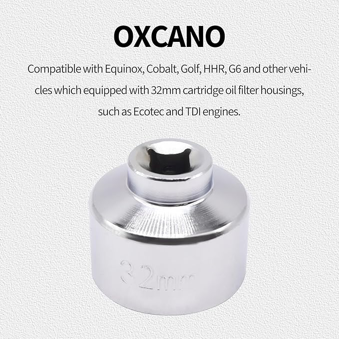 32mm Oil Filter Wrench Socket Compatible with Ecotec,Compatible with TDI, Compatible with VW,Compatible with GM, Compatible with Audi, Compatible with BMW, Compatible with Polaris