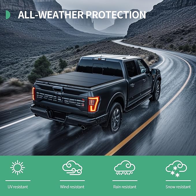 FRP Hard Tri-fold Tonneau Cover Fit for Toyota Tacoma 2016-2023, Fleetside 6 Ft Bed with Track Rail System(Excl. Trail)