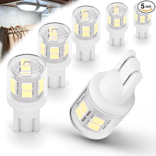Bright T10 921 922 912 Led Bulbs for 12V RV Tralier Interior Ceiling Dome Light, Cool White 6000k, 194 168 LED Replacement Camper Boat Trunk Map License Backup Reverse Width Lamp Landscape Lights,5Pcs