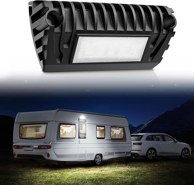 SnowyFox LED RV Porch Light - Aluminum Exterior Utility Light Led Outdoor Trailer Lights 12V Lighting Fixture 750 Lumen Replacement Lighting Enclosed Lights for RVs Trailers Campers
