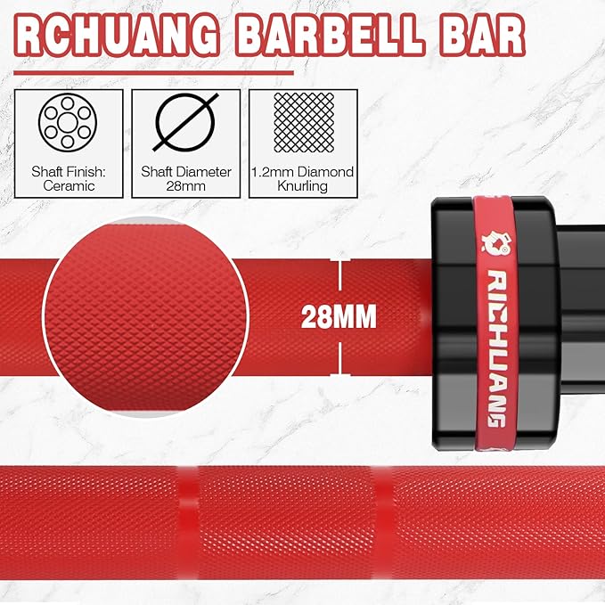7ft Olympic Barbell – 1500LB Capacity 45LB Weightlifting Bar, 28mm Olympic Bar with Bearings, Fits 2" Plates, Alloy Steel Power Bar for Home Gym Strength Training