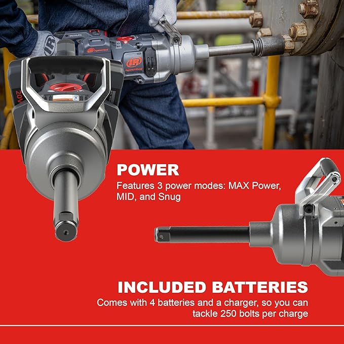 Ingersoll Rand W9691-K4E W9000 Series 20-Volt 1-Inch Cordless Impact Wrench Kit with Charger and 6-Inch Extended Anvil