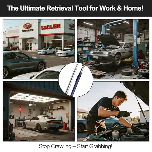 2-Pack Magnetic Pickup Tools 8 & 3.5 LB Retrieving Telescoping Retrievers, Ideal for Mechanics, DIY, Car, Workshop, Home Use