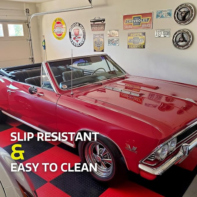 Big Floors GarageDeck Coin Pattern, Durable Copolymer Interlocking Modular Non-Slip Garage Flooring Tile (Graphite, 24 Pack of 12 x 12" Tiles)