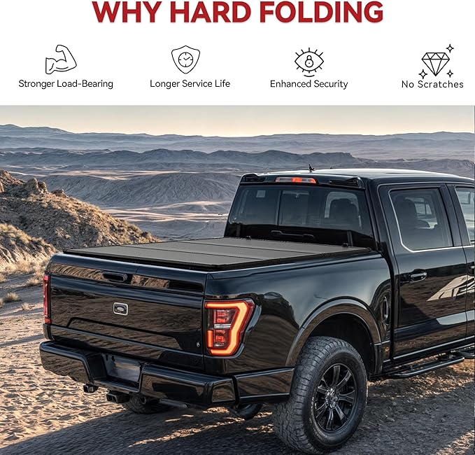 YITAMOTOR FRP Hard Tri-fold Truck Bed Tonneau Cover Fits for Chevy Colorado/GMC Canyon 2015-2022 6.2 ft Bed