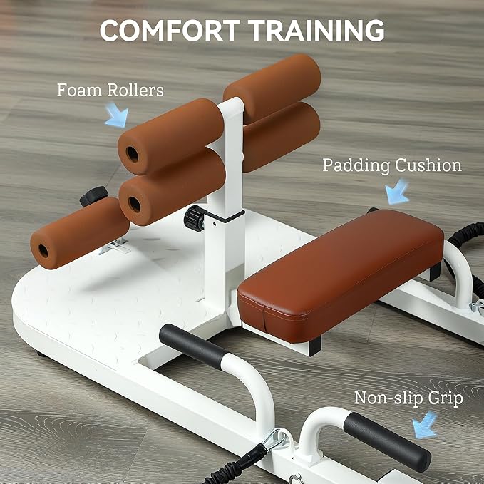 Soozier Foldable Sissy Squat Machine, Hip Thrust Machine with Push Up Stand, Multipurpose Glute Workout Equipment for Home Gym