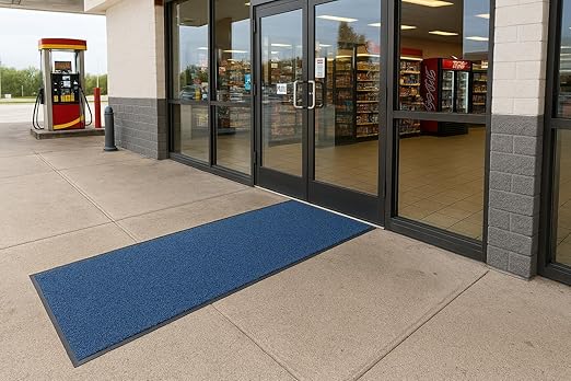 Guardian Platinum Series Indoor Wiper Floor Mat, Rubber with Nylon Carpet, 2'x14', Blue