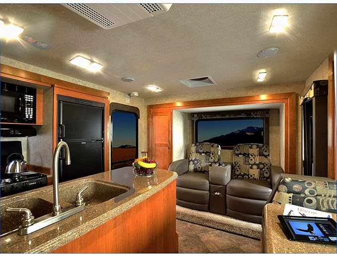 BlueFire 1 Pack Upgraded Super Bright DC 12V Led RV Ceiling Double Dome Light RV Interior Lighting with ON/Off Switch for Trailer Camper Car RV Boat (Warm White - 1PCS)