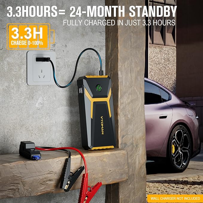 VTOMAN V6 Pro Jump Starter, 2000A Car Battery Jumper Starter Portable for 7L Gas/5L Diesel Engines, Jump Box,12V Auto Jump Start Battery Pack, Lithium Booster Pack, Portable Charger and Jumper Cables