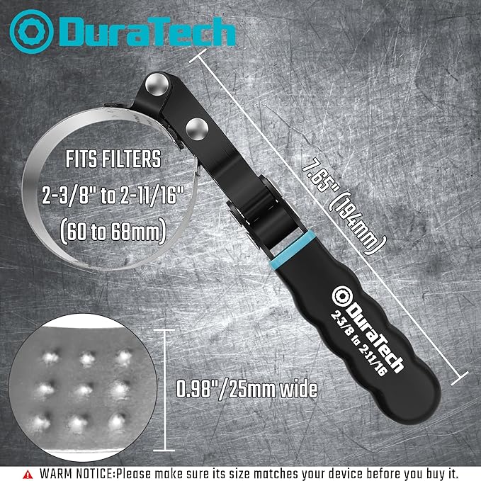 DURATECH Extra Small Swivel Oil Filter Wrench, Oil Filter Removal Tool, Fits Filters 2-3/8" to 2-11/16", Ideal for Car Repair Tools