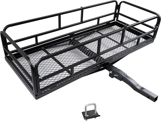 lugglage Basket 60x24x13 inches, Folds Flat, 600 Lbs Heavy Duty Hitch Cargo Basket Black，Luggage Storage (60x24x13 inch)