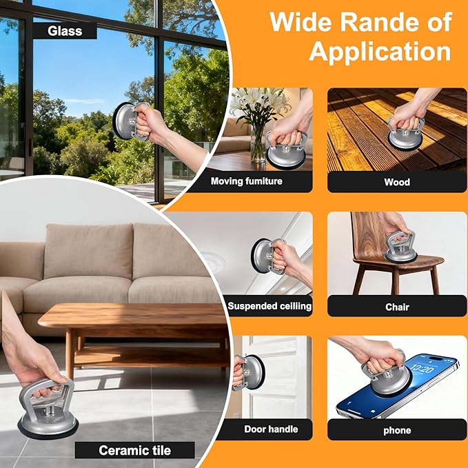 Car Dent Puller, Aluminum Dent Remover Tool for Car with Strong Suction Cup, 2 Pack Paintless Repair Kit for Auto Body Damage, Door Auto, Glass & Smooth Surface