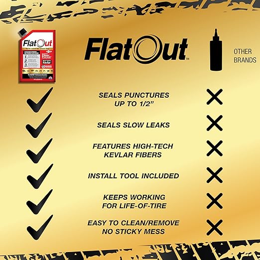 FlatOut Off-Road Multi-Purpose Tire Sealant - Prevents and Repairs Flat Tires - Seals Leaks - Contains Kevlar - Tubeless Tire Sealant - 32-Ounce Bag - Pack of 1