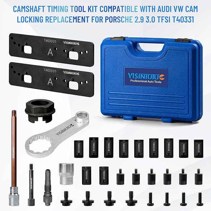 Engine Camshaft Locking Timing Tool Set Fit for Audi Porsche 3.0T 2.9T Hybrid Version CXT EA839 Engine,Camshaft Locking Device Tool, T40331,Mounting Removal Socket T40382,T90002