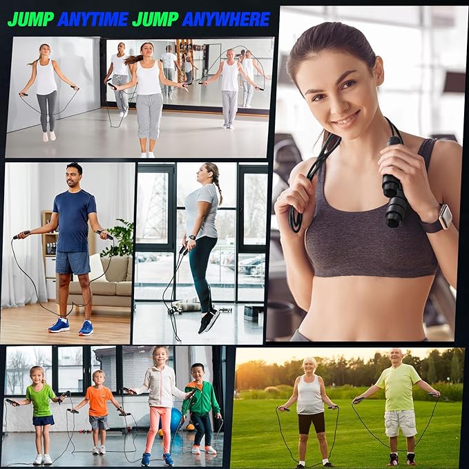 HyDren 24 Pieces Jump Ropes for Fitness with Ball Bearings Speed Jumping Bulk Adjustable Skipping Rope with Foam Handles for Men Women Kids Cardio Training