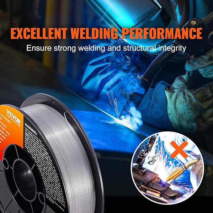 VEVOR Flux Core Welding Wire, E71T-GS 0.035-inch 10LBS, Gasless Mild Steel MIG Welding Wire with Low Splatter for All Position Arc Welding and Outdoor Use