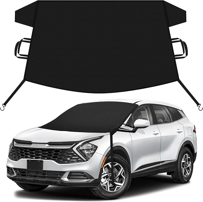 EcoNour Car Snow Cover Compatible for Kia Sportage | Windshield Cover for Ice and Snow with S-Hook Straps | Heavy-Duty 600D Oxford Winter Car Cover, Waterproof & Anti-Slip