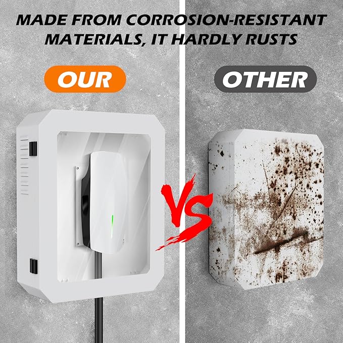 Charger Station Box for Tesla Gen 3 Wall Connector and ChargePoint EV Charger, Cable Organizer Holder Lock Cover Outdoor Rainproof, Snowproof, Dustproof, Theftproof, Home Charging Accessories