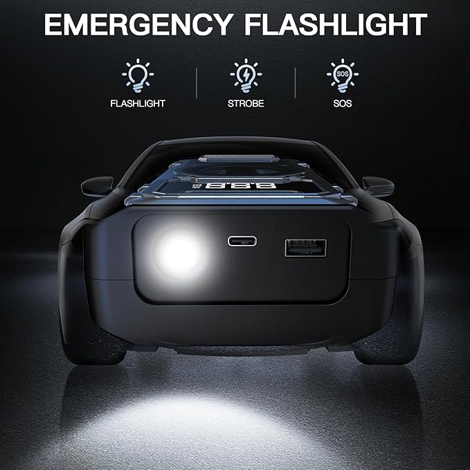 Portable Car Jump Starter with Air Compressor,5000A 150PSI Car Battery Jump Starter (10.0L Gas/8.0L Diesel Engines),12V Pack Jump Box with Large Digital Display