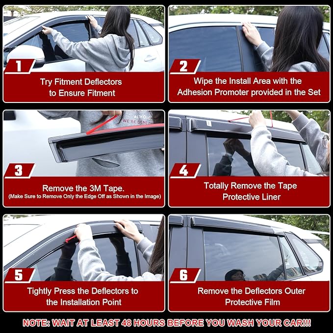 Rain Guards Compatible with Ford F150 SuperCrew 2017 2018 2019 2020 2021 2022 2023 2024 2025, Durable Tape-on Window Deflectors 2017-2025 F150 Trucks Window Rain Guard 4PCS