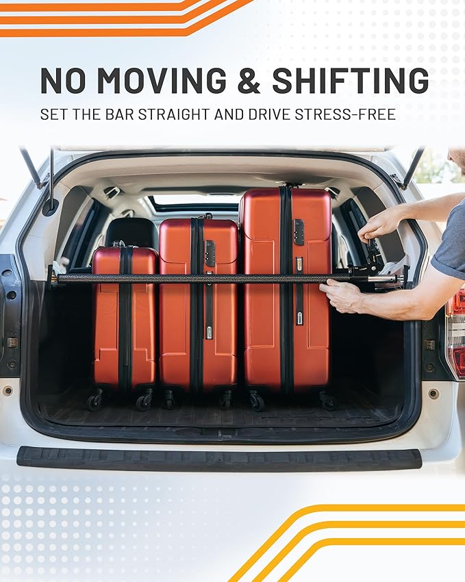 Strapinno - Ratcheting Cargo Bar 44"-74", Non-Slip Truck Bed Divider, Easy Setup, Strong 1.25" Tube, Adjustable Stabilizer for Pickup Trucks - 2-Pack