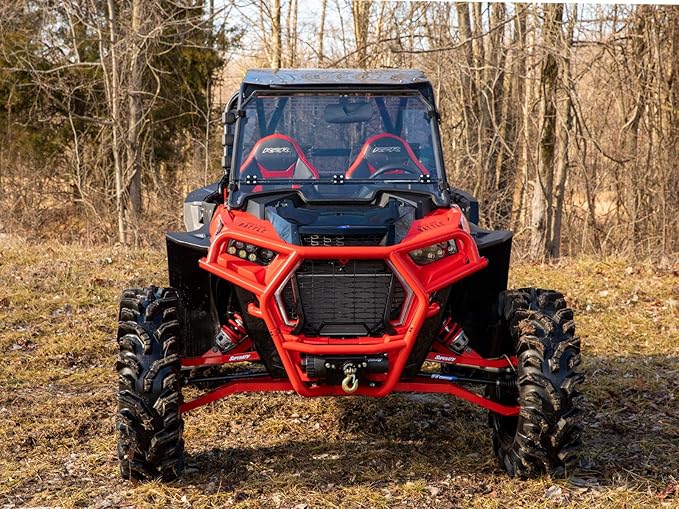 SuperATV 6000 lb Black Ops Winch with Heavy Duty Winch Mounting Plate for 2018+ Polaris RZR XP Turbo S / 2019+ RZR XP4 Turbo S | For Use with NO Front Bumper | Complete RZR Winch Kit Ready for Install