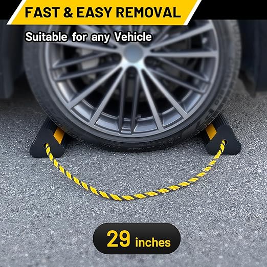 ROBLOCK Wheel Chocks (2pair/4pack with Rope) for RV Trailer Camper Truck Car Aircraft, Versatile Heavy Duty Rubber Wheel Chocks Block with 3 Reflective Strips, Tire Wheel Immobilizers & Chocks