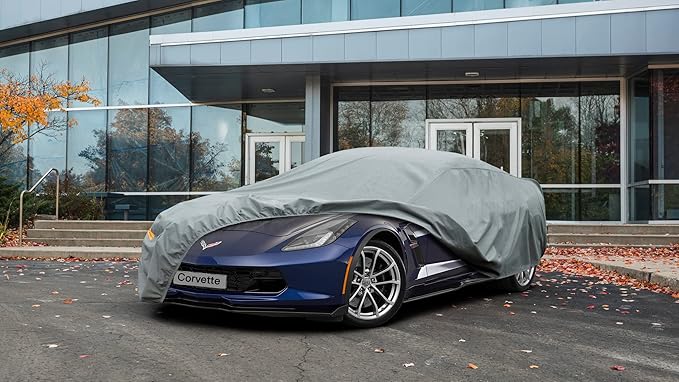 Kayme Heavy Duty Car Cover Custom Fit Chevrolet Chevy Corvette (C3 C4 C5 C6 C7 C8 1968-2025) Coupe Convertible Targa, Full Exterior Covers Waterproof All Weather for Automobiles