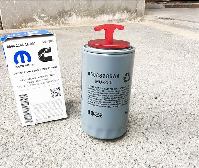 Aluminum Alloy-Oil Filter Plug Tool，Oil Filter Plug Cap Off Tool for Dodge Ram 05083285AA MO285 Turbo Diesel 5.9L 6.7L Cummins (Red)