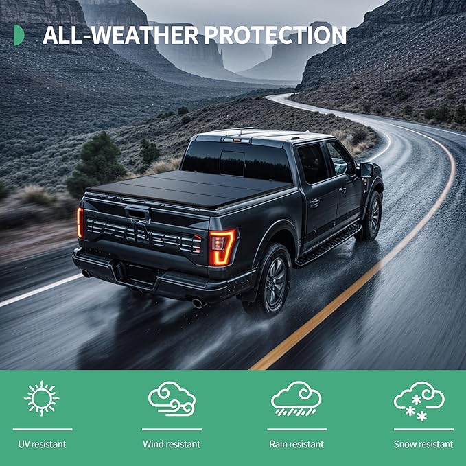 FRP Hard Tri-fold Tonneau Cover Fit for Ford Ranger 2019 2020 2021 2022 2023, Fleetside 5 Ft Bed