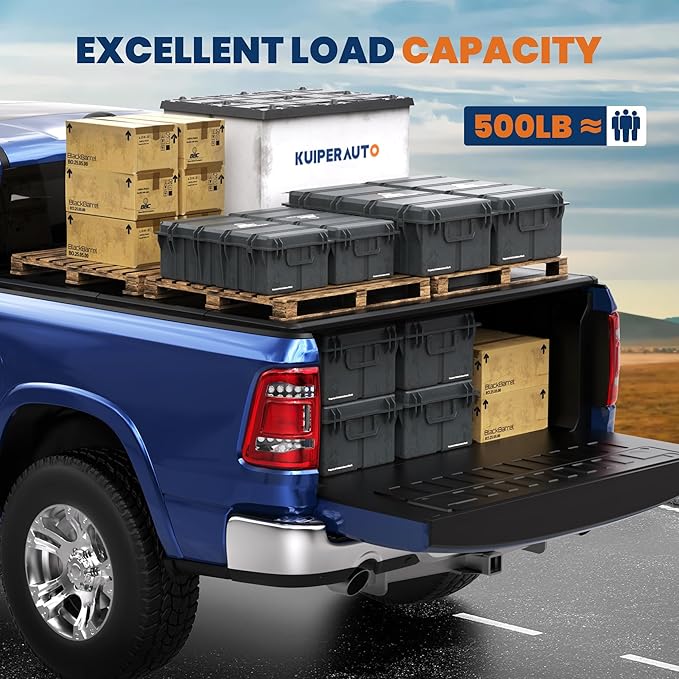 Fiberglass Tri Hard Truck Tonneau Cover Fleetside Compatible with 2009-2025 Dodge Ram 1500 Classic & New Body (w/o Ram Box)-5.8 FT Bed On Top 67.4 inch Bed Cover