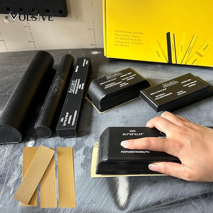 PSA Sanding Block Kit of 7,Hand Abrasives Auto Body Sanding Block Set with 20pcs Self Adhesive Sandpaper Sheet,Flexible for Automotive Paint and Woodworking Sand Furniture