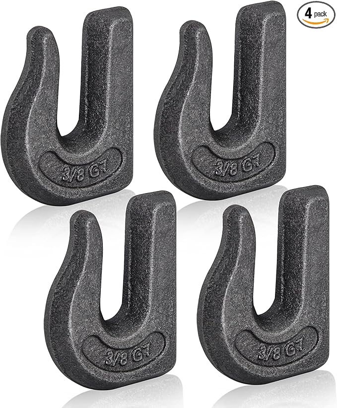 Weld-on Grab Chain Hook 3/8-in Heavy Duty Tow Hook G70 Forged Steel Tractor Hook Weldable for Car, Truck,SUV, RV,UTV,Tractors (4Pcs)