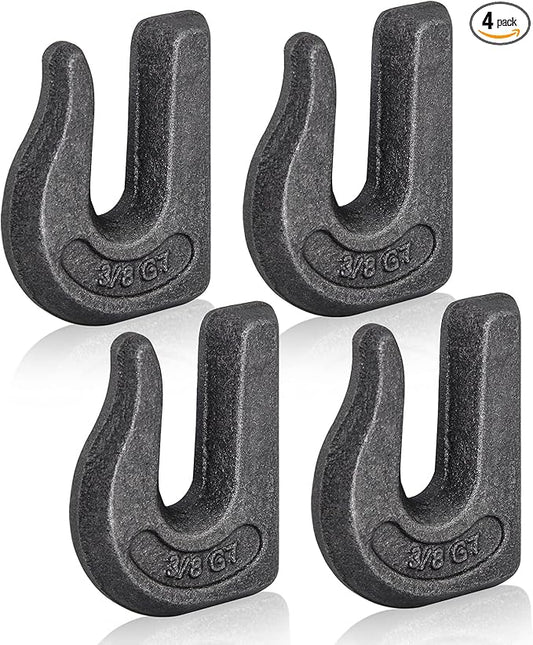 Weld-on Grab Chain Hook 3/8-in Heavy Duty Tow Hook G70 Forged Steel Tractor Hook Weldable for Car, Truck,SUV, RV,UTV,Tractors (4Pcs)