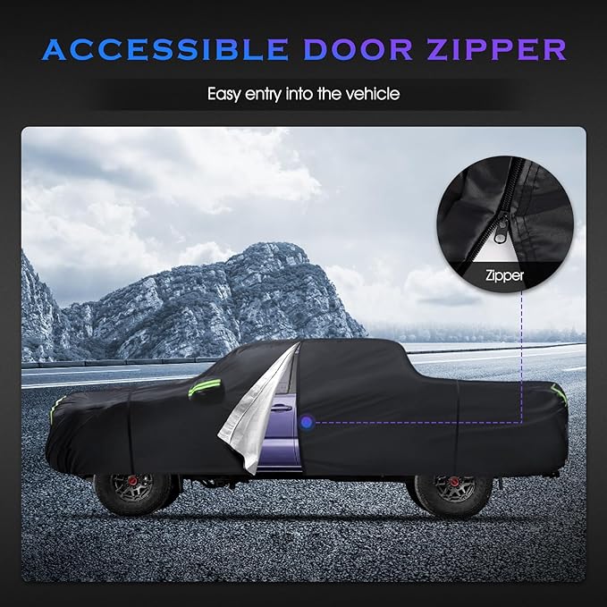 Car Cover Custom Fit for Toyota Tacoma 2005-2023,6 Layers Truck Cover Waterproof All Weather for Automobiles,Outdoor Full Exterior Cover,Rain, Sun, Wind Protection,Black