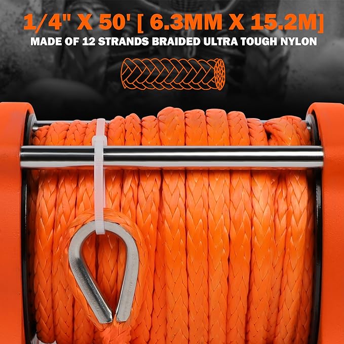 ZESUPER 5500 lb Electric Winch 12 Volt Winch Kit for ATV UTV Boat Trailer Waterproof IP67 Synthetic Rope with Wireless Remote Handheld Switch Mounting Plate