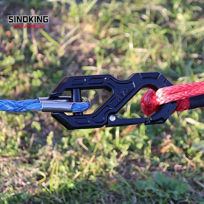 SINOKING Winch Fairlead with Tow Hook, Aluminum Hawse Fairlead with Grade 80 Forged Steel Winch Hook, 45000lb Break Strength Winch Fairlead Hook Set for Off-Road Vehicle Recovery, Black and Black