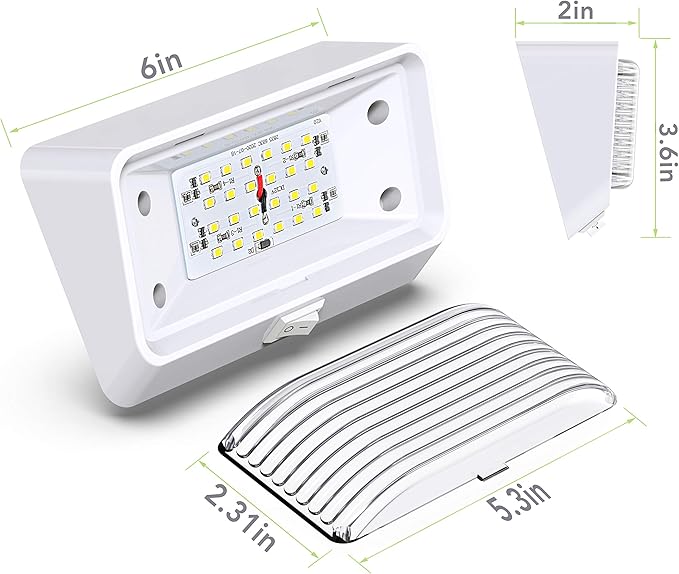 Leisure LED RV Exterior Porch Utility Light with Switch - 12v 280 Lumen Lighting Fixture. Replacement Lighting for RVs, Trailers, Campers, 5th Wheels. White Base, Clear and Amber Lens (White, 2-Pack)